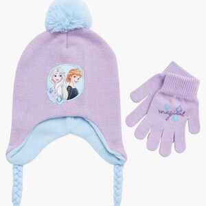 NIB Disney Frozen Purple and Blue Hat and Gloves Set 2-4T ❄️